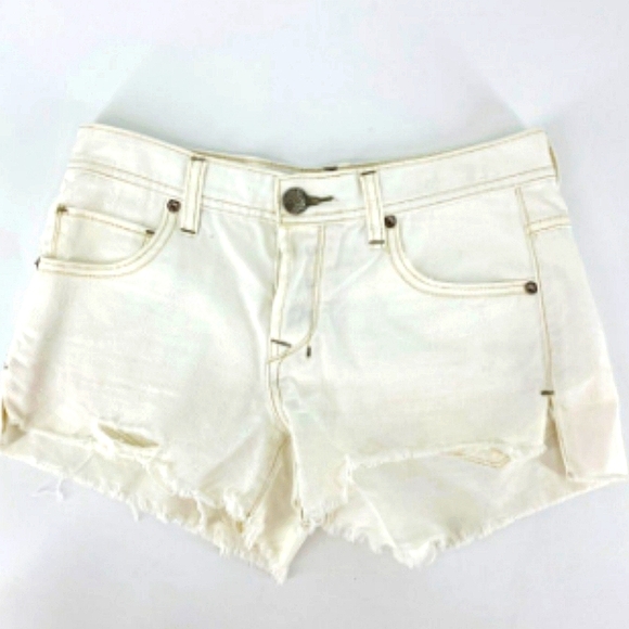 Free People Pants - Free People White Frayed Denim Shorts